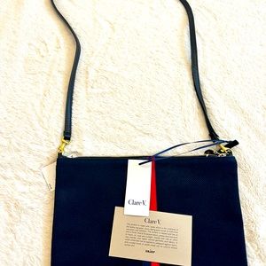 NWT Clare V. Sac Bretelle Perforated Navy Suede Crossbody